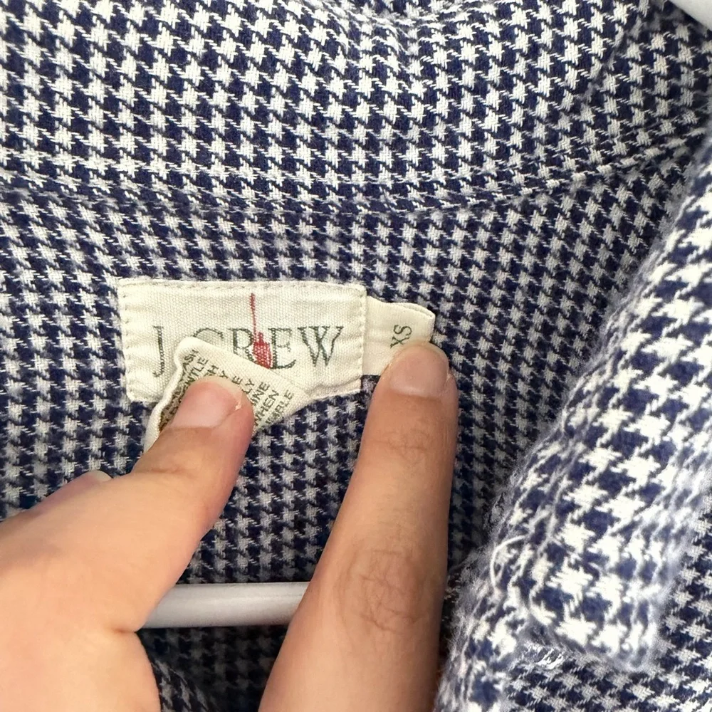 Vintage J.Crew Men’s Flannel Button Up Medium 100% Cotton Herringbone Navy